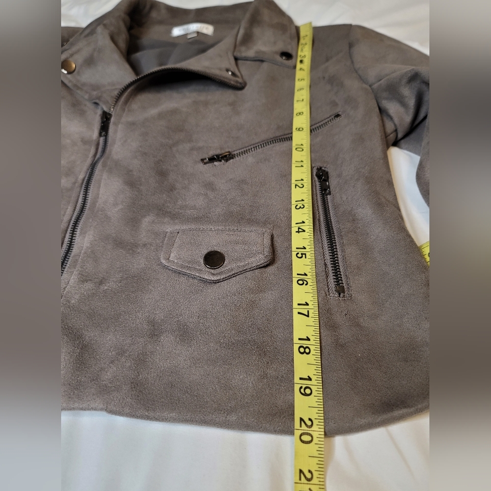 Solitaire by Ravi Khosla Grey Faux Suede Jacket Size M - Picture 5 of 11